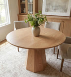 BESTANO 39” Round Solid Wood Dining Table for 4-5 People, Modern Pedestal Dining Kitchen Table, Farmhouse Small Wood Dining Table for Kitchen Easy Assemble, Saving Space, Brown
