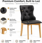 Mid Century Modern Dining Chairs Set of 4 PU Leather Dining Room Chairs High Back Dining Chairs Set for Kitchen, Living Room, Restaurant (Black)
