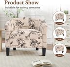 INZOY Oversized Accent Chair with Ottoman, 23.2" W Oversized Club Chair with Ottoman Set, Comfy Fabric Barrel Reading Chairs for Living Room Bedroom, Round Reading Chair with Foot Rest, Flower Pattern