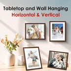 FIXSMITH 8x10 Picture Frame Bulk-6 Pack, Photo Frame with HD Plexiglass, Display Pictures 5x7 with Mat or 8x10 Without Mat, Brown Picture Frames Collage Wall Decor, Wall & Tabletop Picture Frames