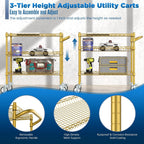 Leteuke 3 Tier Rolling Carts with Wheels, Heavy Duty Rolling Utility Cart