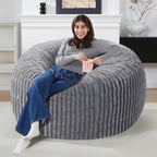 3 FT Bean Bag Chair,3' Big Bean Bag,Large Bean Bag Chairs for Adults | Comfy Beanbag Chairs with Memory Foam Filled,Soft Bean Bag Sofa with Machine Washable Dutch Corded Plush Cover-Dark Grey