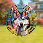 Husky Wind Spinner Pet Dog Memorial Gifts 3D Aluminum Metal Kinetic Hanging Wind Sculpture Spinners for Yard and Garden Indoor Outdoor Window Yard Art Garden Decoration 8 Inch (Husky 1)