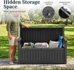 Outdoor Bench with Storage, Waterproof Garden Storage Bench, 100 Gallon Lockable Resin Deck Box, Weatherproof Bench Seating for Patio Yard Cushions Tools, Black