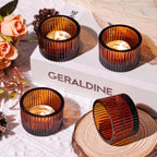 4 Pack Tealight Amber Candle Holders, Votive Tea Light Candle Holder | Glass Candle Holder Fall Wedding Decor Party Supplies for Amber Centerpieces Table Decor Home Decor Heat Resistant