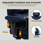 Symino Gaming Chair with Footrest, Up/Down Armrests, Suede Fabric Ergonomic Office Chair, 150° Recline Computer Chair for Desk, Darkblue
