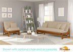Nirvana Futons Arden Futon Set - Queen Size, Frame, 8" Mattress, Twill Khaki Cover
