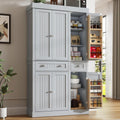 71" Tall Kitchen Cabinet Pantry Storage,Modern Kitchen Hutch Cabinet with Doors and Adjustable Shelves,Large Freestanding Food Pantry with 2 Drawer for Dining Room, Living Room, Hallway,Grey