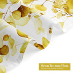 MitoVilla Yellow Floral Shower Curtain, Modern Plants Botanical Fabric Cloth Shower Curtains for Rustic Vintage Bathroom Decor, Fall Watercolor Eucalyptus Leaf, 72x72