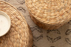 Kate and Laurel Halm Modern Woven Rattan Round Storage Side Tables, Set of 2, 20 x 17 and 16 x 14, Natural Rattan, Lift-Top End Tables for Use as Hidden Storage Baskets or Small Ottoman Tables