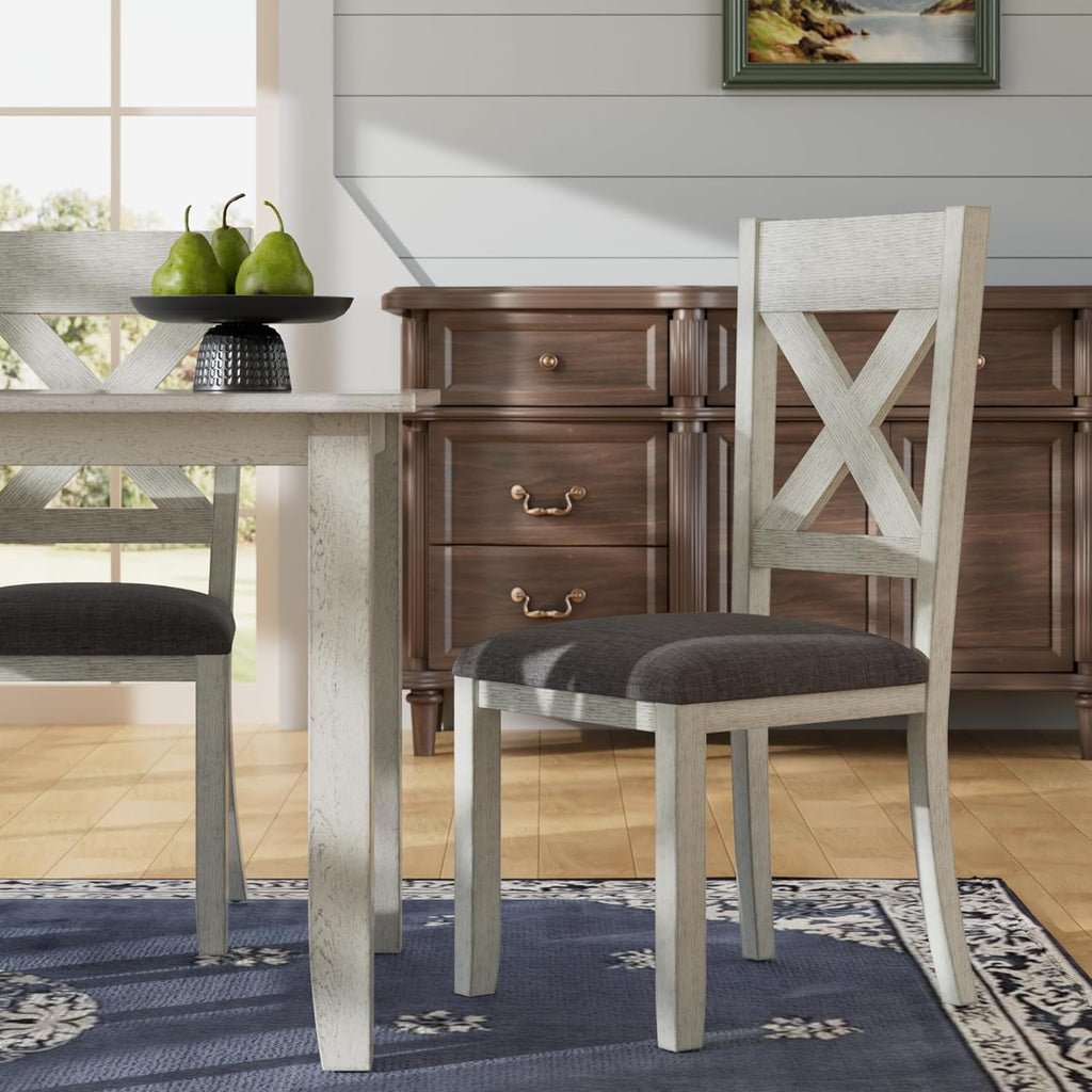 Peatuk Solid Wood Dining Chair Set of 2, Part of Dining Table Set, Mix and Match Table, Chair Sold Separately for Dining Room, Kitchen, Grey