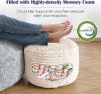 Round Ottoman,Corduroy Pouf Foot Rest,Beige,20x15 in | Corduroy Cover,Storage Ottoman Footstool for Living Room,20x15 Soft Floor Poufs,Memory Foam Filling,Footrest only