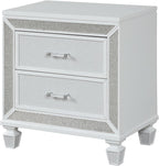 Crystal Modern Style 2-Drawer Nightstand Made White,for Small Spaces