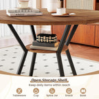 KOTEK 47 Inches Round Dining Table for 4, Farmhouse Kitchen Table with Storage Shelf, X-Shaped Metal Base, Adjustable Foot Pads, Circle Dinner Table for Dining Room, Living Room