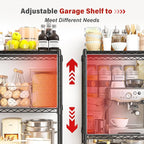 REIBII 1000LBS Wire Shelving Unit, 5 Tier Adjustable Metal Storage Shelves for Kitchen Pantry Office Steel Organizer Wire Rack for Narrow Space College Dorm School, 13.4" D x 23.2" W x 60" H, Black