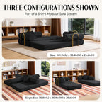 79" Corduroy Sofa Bed, Couch in a Box with 2 Pillows, High-Density Foam 4-in-1 Foldable Sleeper Futon Loveseat for Small Spaces, No Assembly, Side Pockets, Hex Arm Black
