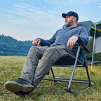 Timber Ridge Oversized Folding Rocking Camping Chair, Padded Outdoor Rocker with High Back, Portable Outdoor Chair for Patio, Garden, Lawn, Supports up to 400 lbs, Blue, 2 Pack