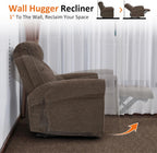 MCombo Compact Wall Hugger Power Recliner Chair for Small Spaces, Dual USB-A/C Ports, Rolled Arm Recliner for Living Room & RV, Fabric PR520 (Dark Brown, Small)