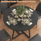 Bigbiglife 43.3" Dining Table for 4, Round Kitchen Table with Storage, Space Saving Circle Dinner Table, Farmhouse Kitchen & Dining Room Tables with Metal Legs for Dining Room (Black)