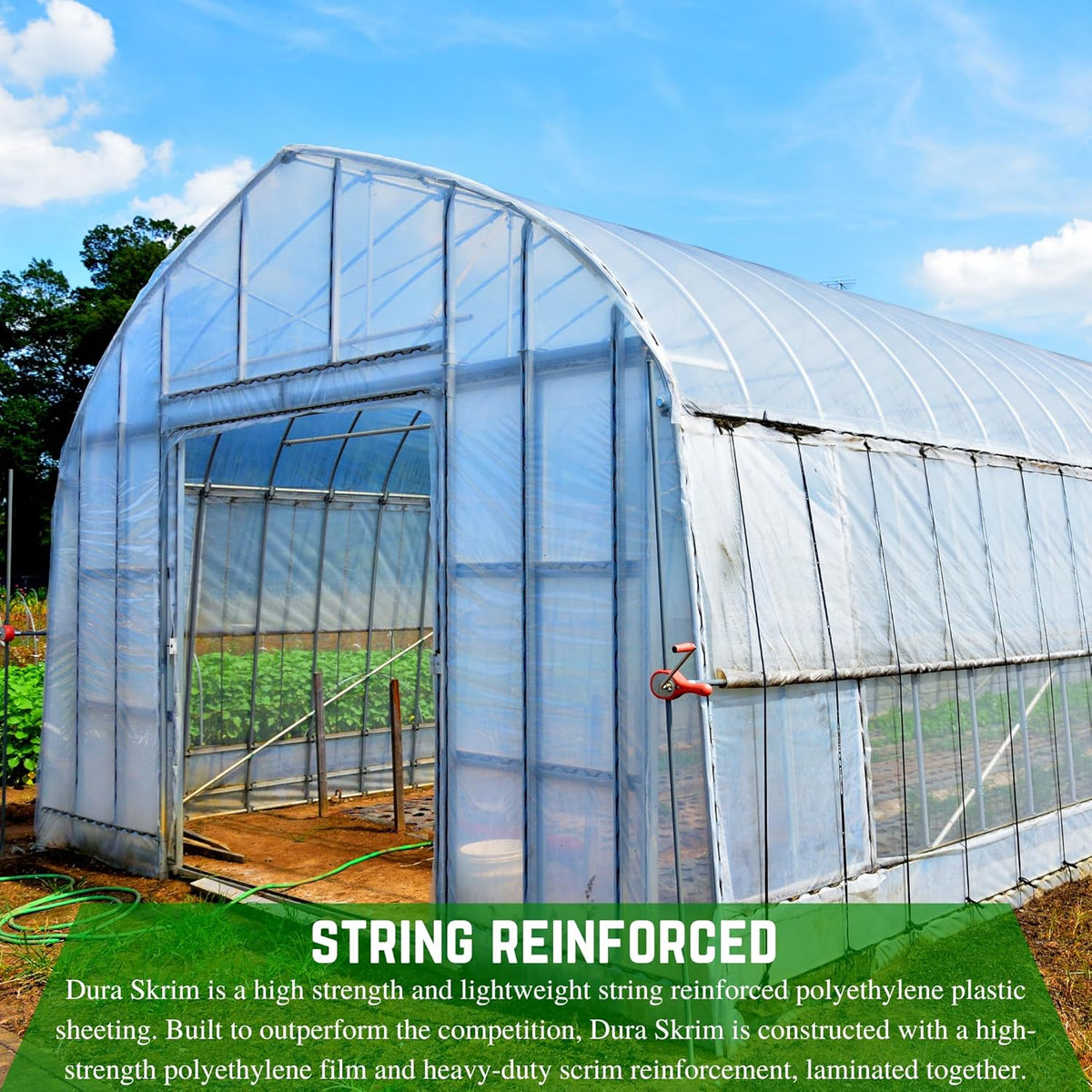 Farm Plastic Supply - String Reinforced 4 Year UV Resistant 10 mil Clear Greenhouse Plastic Sheeting - 4 Year UV Resistant Polyethylene Greenhouse Film, Hoop House Green House Cover (12' x 60')