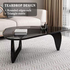 Modern Glass Coffee Table, Mid Century Coffee Table, Small Coffee Table for Living Room,Suitable for Bedroom Living Room Reception Office Tables (Black/Grey, Small)