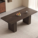 66.93" Rectangle Dining Table for 2-6, Farmhouse Kitchen Table with Sturdy Pedestal, Mid-Century Rectangular Dinner Table for Kitchen, Dining Room
