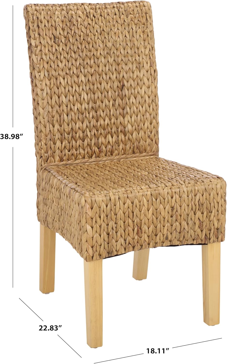 SAFAVIEH Furniture - Luz Dining Chair Set of 2 - Coastal Design - Natural Pine Solid Wood - Ideal for Dining Room, Kitchen, 18.5" Seat Height (SEA8016C-SET2)