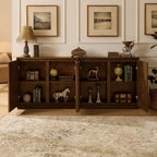 LKTART Mid Century Modern Sideboard Buffet Storage Cabinet with Doors and Shelves,Wood Coffee Bar Storage Cabinets for Kitchen, Dining Room, Living Room-Brown Walnut