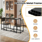 COSTWAY 3-Piece Small Dining Table Set for 2, Industrial Dinette Set with Sturdy Metal Frame & Wood Grain Tabletop, Space-Saving Kitchen Table and Chairs for Apartment, Small Spaces (Gray Oak)