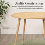 Best Choice Products Round 35.5in Dining Table for 4 w/Sturdy Wood Finish Steel Legs, Mid Century Modern, Space-Saving, Small Space Circle Dinette for Home, Kitchen, Apartment - Natural