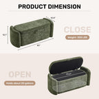 Oval Ottoman Bench with 20 Gal of Storage Space Upholstered Chenille Seat End of Bed Storage Bench Storage Ottoman with Storage for Bedroom, Living Room, Entryway, Window(Green)