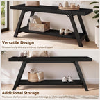LVB Black Entryway Bench with Storage, Wood Bench for Entryway, 47 in