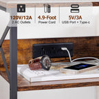 AMHANCIBLE Record Player Stand with Charging Station, Turntable Stand with Storage Cabinet, 3 Tier End Table Hold Up to 100 Albums, Record Table for Vinyl, Living Room, Rustic Brown, HETCD01BR-1
