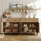 WAMAPT Buffet Cabinet with 4 Doors and 2 Drawers, Large Coffee Bar Table Wood Kitchen Storage Cabinets with Storage Cabinets, Modern Farmhouse Sideboard Credenza for Dining Room, Oak, 68 inch