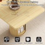 79" Rectangular Dining Table for 8-10, Wood Kitchen Table with 2-Layer Storage Shelf & Sturdy Base, Mid Century Modern Dinner Table with Wide Tabletop for Dining Room, Living Room