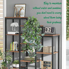 LOYWREE 39-in Long Fake Hanging Plant with Pot Faux Pothos Artificial Potted Plants Small Faux Ivy Vine Plant for Indoor Outdoor Aesthetic Office Living Room Shelf Decor (Black Pot)