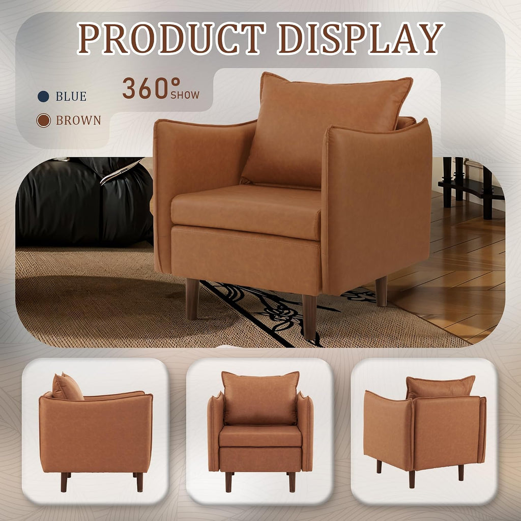 Sepnine Accent Chairs for Living Room Chairs Brown Reading Chair for Bedroom Arm Chair Mid Century Modern Club Chairs Upholstered Comfy Chair for Apartment, Waiting Room