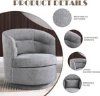 CANMOV Swivel Accent Chair, 360 Degree Round Swivel Barrel Chair with Pillow, Upholstered Comfy Barrel Armchair Single Club Sofa Chair for Living Room,Bedroom, Reading Room, Dark Grey
