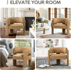 COLAMY Modern Velvet Accent Chairs Set of 2, Upholstered Barrel Chairs, Comfy Side Arm Chairs with 3 Legs for Living Room, Bedroom, Reading, Khaki