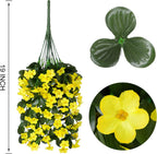 Artificial Faux Hanging Plants Flowers for Outdoor Fall Autumn Decor, 2 PCS Fake Silk Daisy Mums Yellow Orchid Long Vines UV Resistant Realistic for Outside Home Porch Patio Balcony Planter