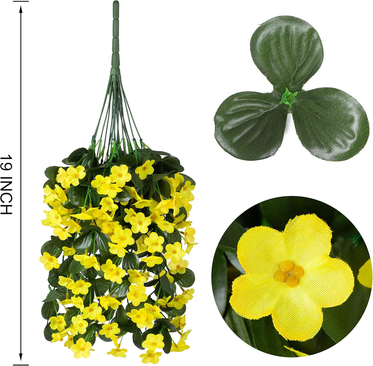 Artificial Faux Hanging Plants Flowers for Outdoor Fall Autumn Decor, 2 PCS Fake Silk Daisy Mums Yellow Orchid Long Vines UV Resistant Realistic for Outside Home Porch Patio Balcony Planter