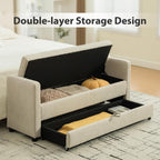 Chifee & Vingol 58.27" W Ottoman Bench with Double Storage Space, Upholstered End of Bed Storage Bench Entryway Shoe Benches,Griege
