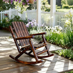 Rustic Log Wooden Rocking Chair, Handcrafted Solid Fir Wood Outdoor Rocker for Porch, Patio, Heavy-Duty 700 LBS, Weather-Resistant Finish, Natural Charm (Deep Brown)