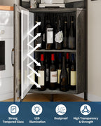 Garvee Corner Bar Cabinet with Power Outlet, Industrial Wine Cabinet with LED Strip and Glass Holder, 5-Tiers Liquor Cabinets Bar Unit for Home, Corner Display Cabinets for Small Space