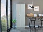 Multistorage Pantry Cabinet,Five Shelves,Double Door Cabinet for Kitchen,Laundry,Living Room,Bedroom-Pearl