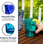 US Acrylic Optix Plastic Reusable Drinking Glasses (Set of 16) 14oz Rocks & 20oz Water Cups in Coastal Colors | BPA-Free Tumblers, Made in USA | Top-Rack Dishwasher Safe