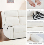 75'' Manual Reclining Sofa with Storage Drawer, 3 Seat Wall Hugger Recliner Couch with Cup Holders, Side Pockets, Chenille Fabric, Compact 3-Person Recliner for RV, Living Room, Apartment (Beige)