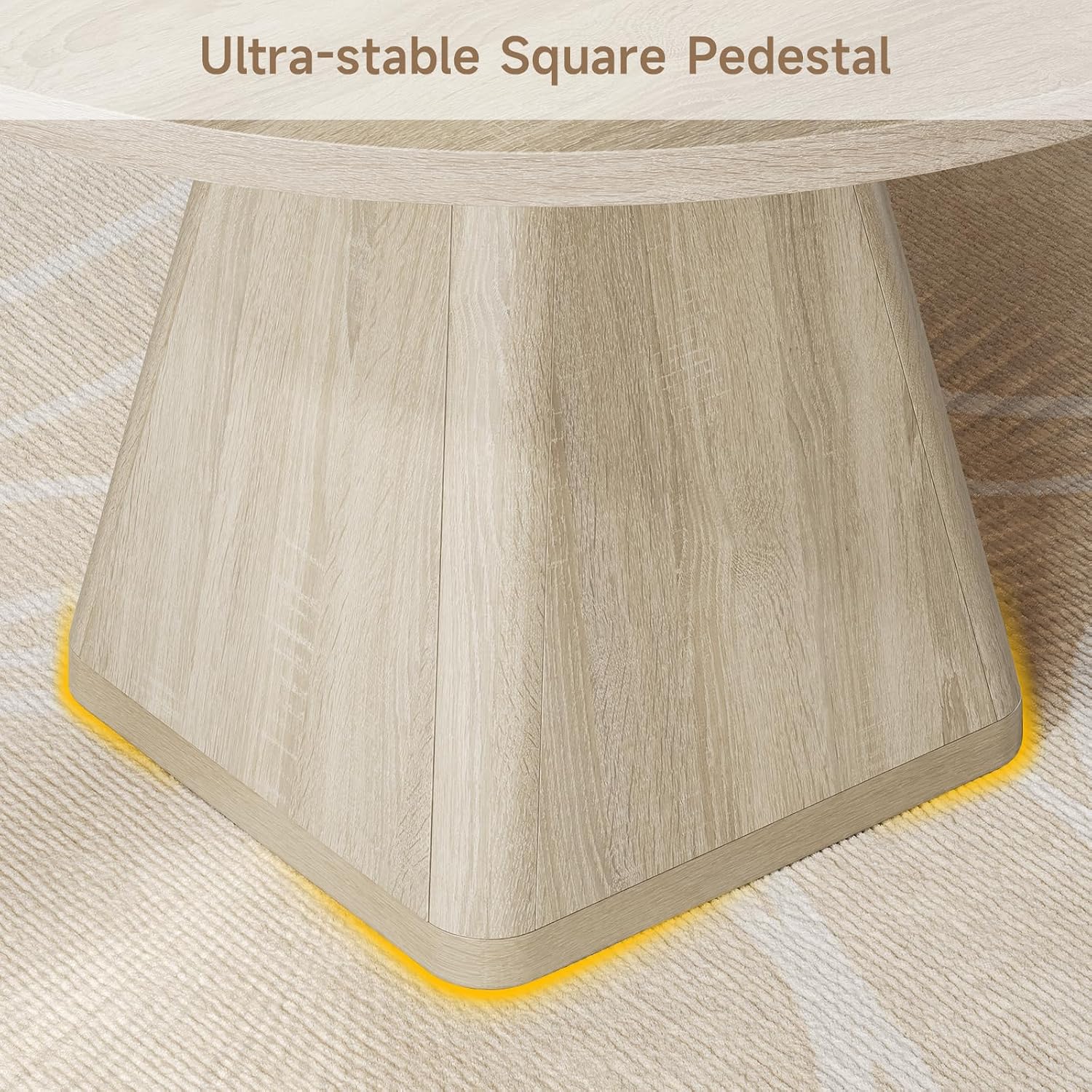 ONBRILL 47 Inch Round Dining Table for 4-6,Square Pedestal Base,Oak | Circle Kitchen Table with Thickened Tabletop, Modern Dining Room Tables, Dinner Tables for Kitchen Small Space (Table Only)