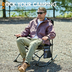 Portal Outdoor Rocking Chair Camping Folding Portable Rocker with Cup Holder Side Pocket Carry Bag, Support 350LBS (Black)