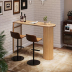 55" Long Bar Table, Fluted Wood Counter Height Pub Table, High Top Kitchen Breakfast Bar Tables with Sturdy Metal Frame, Modern Bar Height Dining Table for Bistro, Dining Room, Living Room